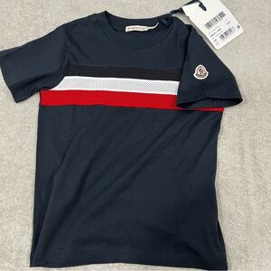 Moncler Kids' Maglia shirt Size 6A Stripe Short Sleeve Authentic NWT